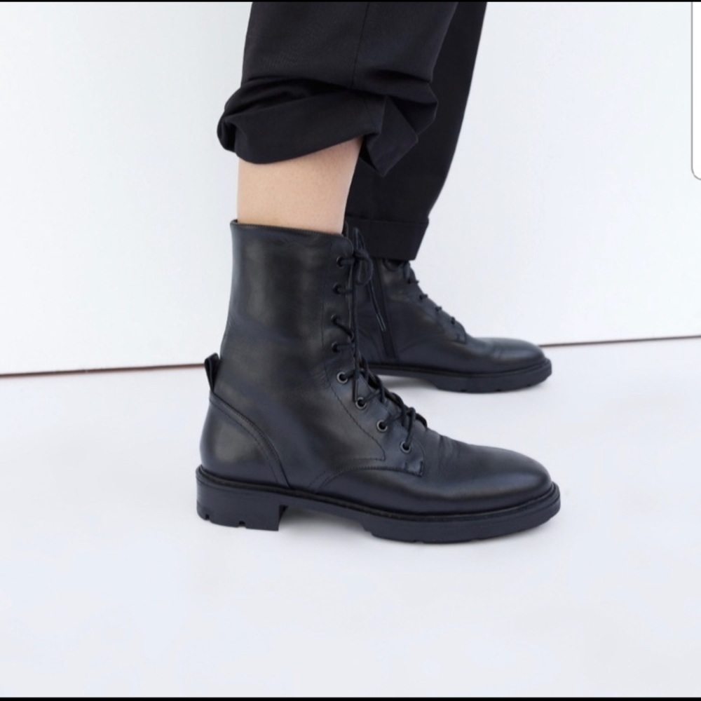 NWT ZARA Flat Leather Ankle Boots